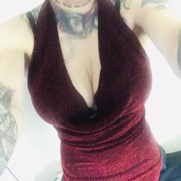 Lette Dresses & Skirts - Club/Party Sparkly Red Mini Open Back Halter Dress